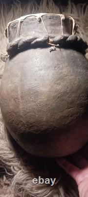 Vintage Native American Navajo Dine' Large Pottery Drum Very Nice Htf