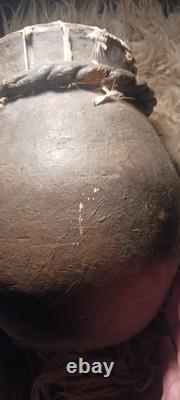 Vintage Native American Navajo Dine' Large Pottery Drum Very Nice Htf