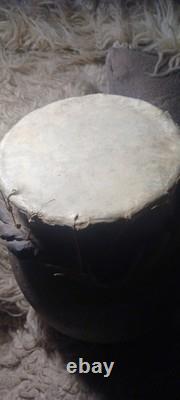 Vintage Native American Navajo Dine' Large Pottery Drum Very Nice Htf