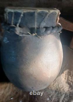 Vintage Native American Navajo Dine' Large Pottery Drum Very Nice Htf