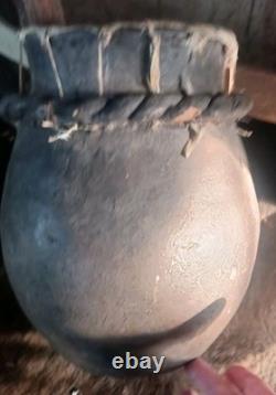 Vintage Native American Navajo Dine' Large Pottery Drum Very Nice Htf