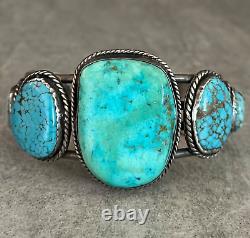 Vintage Native American Navajo HUGE Turquoise Sterling silver XL Bracelet 107+g