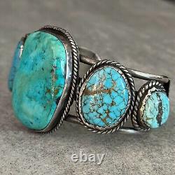 Vintage Native American Navajo HUGE Turquoise Sterling silver XL Bracelet 107+g