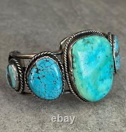 Vintage Native American Navajo HUGE Turquoise Sterling silver XL Bracelet 107+g