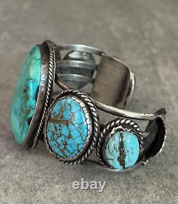 Vintage Native American Navajo HUGE Turquoise Sterling silver XL Bracelet 107+g