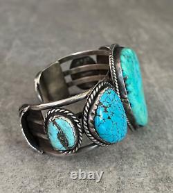 Vintage Native American Navajo HUGE Turquoise Sterling silver XL Bracelet 107+g