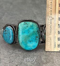 Vintage Native American Navajo HUGE Turquoise Sterling silver XL Bracelet 107+g