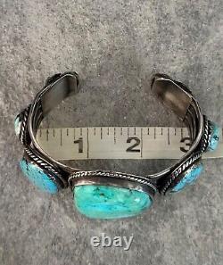 Vintage Native American Navajo HUGE Turquoise Sterling silver XL Bracelet 107+g