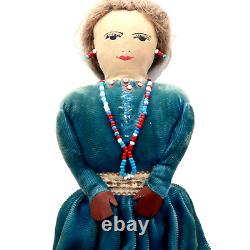 Vintage Native American Navajo Handmade Doll Leather Hands Beaded Necklace B39