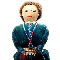 Vintage Native American Navajo Handmade Doll Leather Hands Beaded Necklace B39