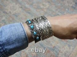 Vintage Native American Navajo Heavy Sterling Silver Cuff Bracelet