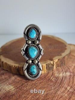 Vintage Native American Navajo Jewelry Large Turquoise Silver Ring