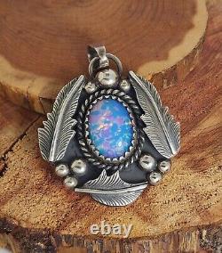 Vintage Native American Navajo Jewelry Opal Silver Pendant