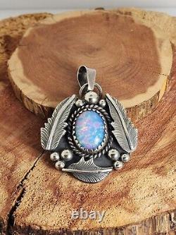 Vintage Native American Navajo Jewelry Opal Silver Pendant