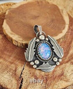 Vintage Native American Navajo Jewelry Opal Silver Pendant