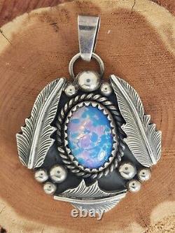 Vintage Native American Navajo Jewelry Opal Silver Pendant