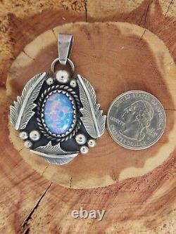 Vintage Native American Navajo Jewelry Opal Silver Pendant