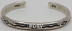 Vintage Native American Navajo Neal Jemez Stamped Life Earth Cuff Bracelet 6.75