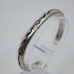 Vintage Native American Navajo Neal Jemez Stamped Life Earth Cuff Bracelet 6.75