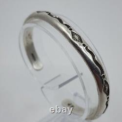 Vintage Native American Navajo Neal Jemez Stamped Life Earth Cuff Bracelet 6.75