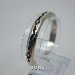 Vintage Native American Navajo Neal Jemez Stamped Life Earth Cuff Bracelet 6.75