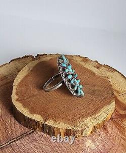 Vintage Native American Navajo Needlepoint Turquoise Sterling Silver Ring