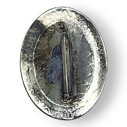Vintage Native American Navajo Nickel Silver and Kingman Turquoise Brooch Pin