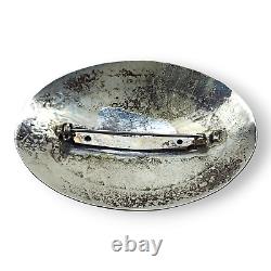 Vintage Native American Navajo Nickel Silver and Kingman Turquoise Brooch Pin
