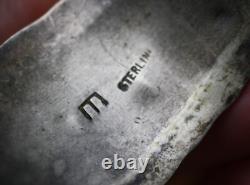 Vintage Native American Navajo Onyx Sterling Silver Cuff Bracelet Size 6.75