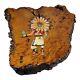 Vintage Native American Navajo Painting Tawa Sun Kachina Dancer Wood Slab Signed