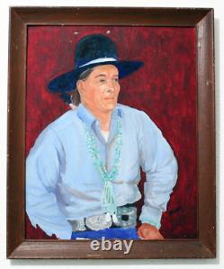 Vintage Native American Navajo Portrait Painting -1967