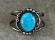 Vintage Native American Navajo R. Otten Blue Turquoise Sterling Silver Bracelet