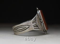 Vintage Native American Navajo Red Agate Sterling Silver Cuff Bracelet