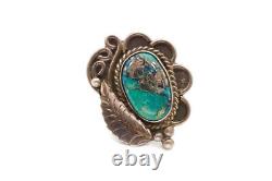 Vintage Native American Navajo Ring Sterling Silver Turquoise Size 7.25 Matrix