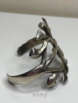 Vintage Native American Navajo Sandcast Silver Cuff Bracelet