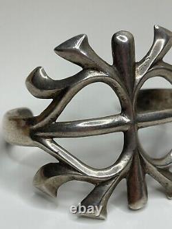 Vintage Native American Navajo Sandcast Silver Cuff Bracelet