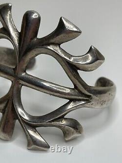 Vintage Native American Navajo Sandcast Silver Cuff Bracelet