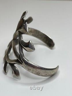 Vintage Native American Navajo Sandcast Silver Cuff Bracelet