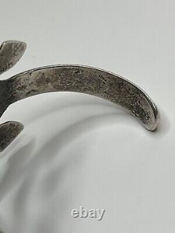 Vintage Native American Navajo Sandcast Silver Cuff Bracelet