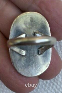 Vintage Native American Navajo Shadowbox Ring Sterling Silver & Turquoise 1970's