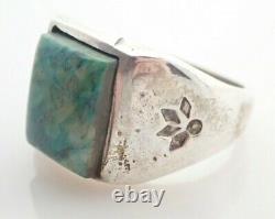 Vintage Native American Navajo Signed Chrysocolla Sterling Silver Ring Sz 11