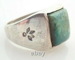 Vintage Native American Navajo Signed Chrysocolla Sterling Silver Ring Sz 11