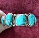Vintage Native American Navajo Signed Sterling Silver Turquoise Bracelet Wow
