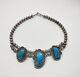 Vintage Native American Navajo Silver Boulder Turquoise Necklace? Chocker