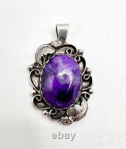 Vintage Native American Navajo Silver Sugalite Purple Stone Pendants