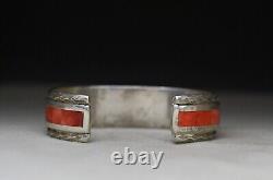 Vintage Native American Navajo Spiny Oyster Sterling Silver Cuff Bracelet