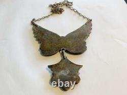 Vintage Native American Navajo Sterling Necklace Signed EDE With Mother Of Pearl