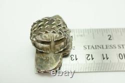 Vintage Native American Navajo Sterling Silver Agate Ring Size 8