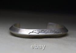 Vintage Native American Navajo Sterling Silver Carinated Cuff Bracelet