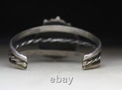 Vintage Native American Navajo Sterling Silver Coral Cuff Bracelet